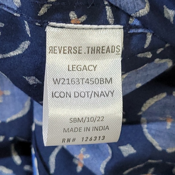 Reverse Threads Shirt Men's XL Blue Geometric Button Up Short Sleeve NWT - Picture 5 of 12